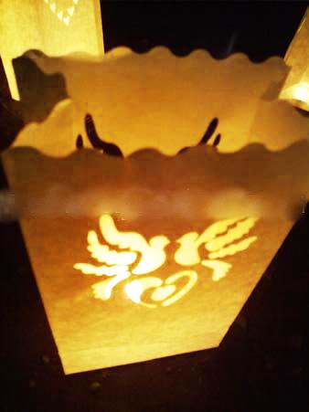 White Peace of Love Doves Candle Lantern Bag - Party Decoration - 10 Pack